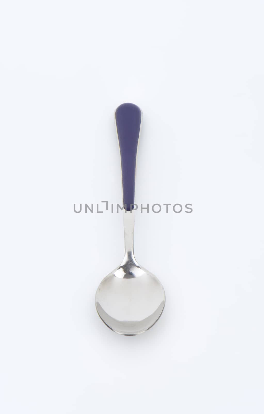 Small table spoon with blue handle