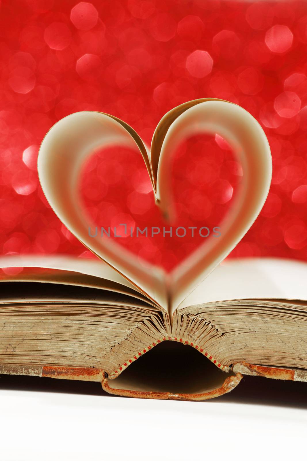 Heart made from book pages, love reading, Valentines day concept