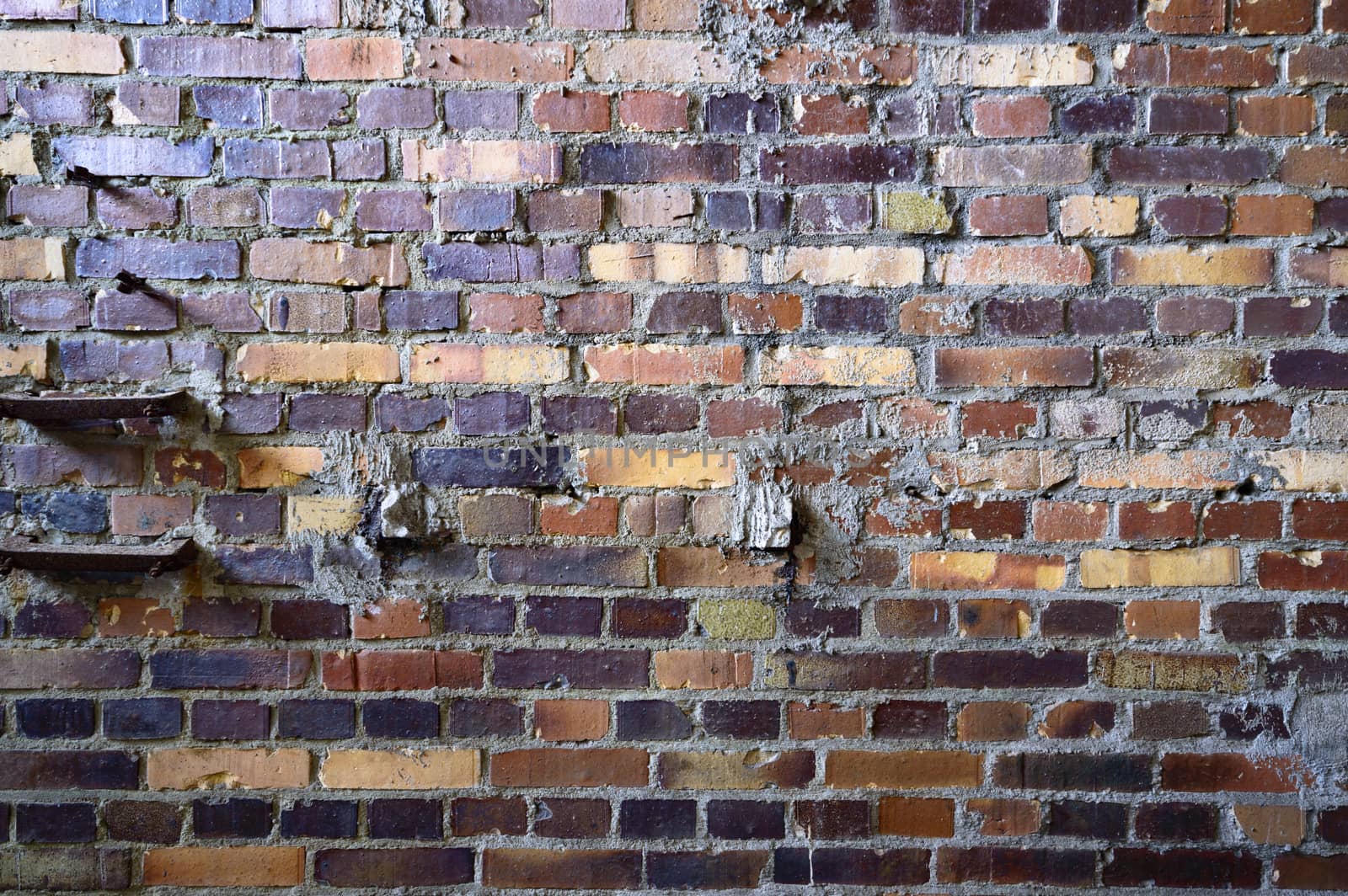 wide angle view of an old wall abandoned factory building