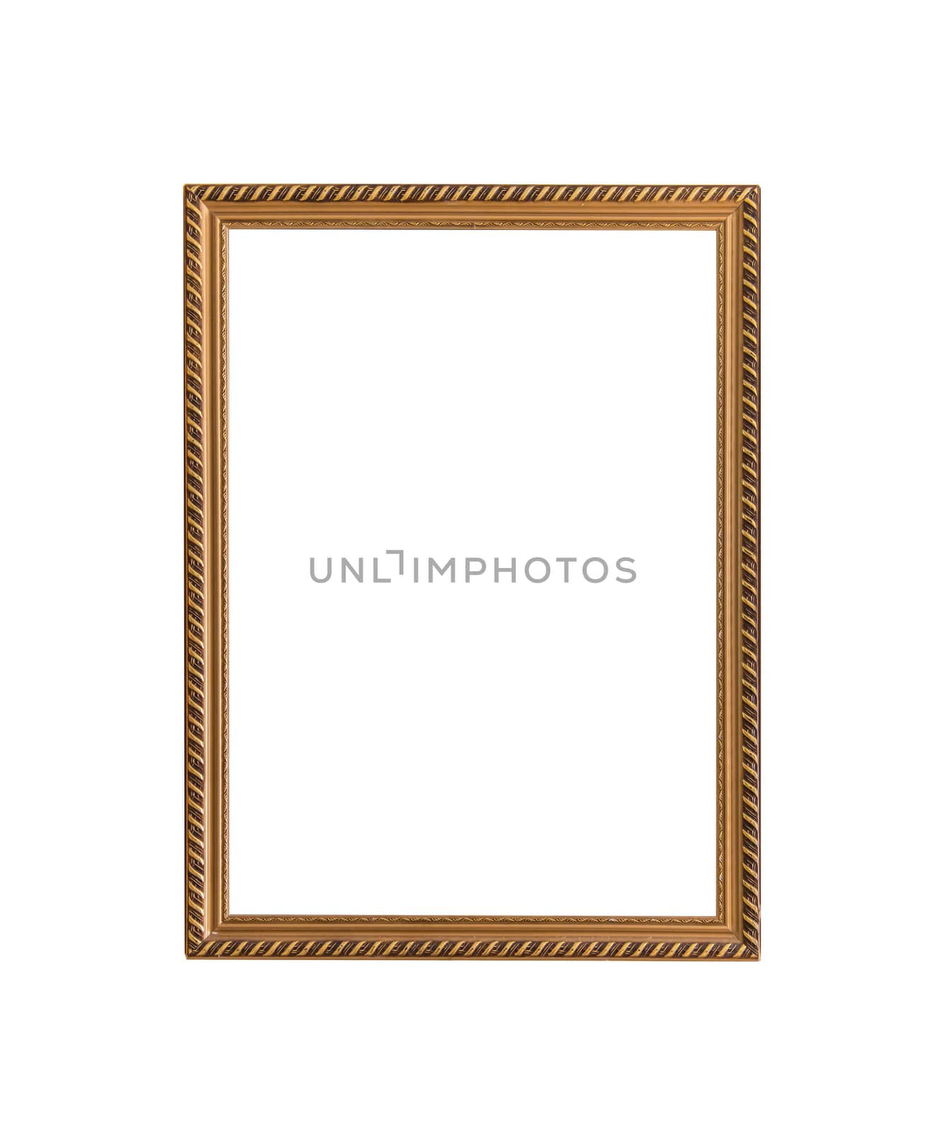 Gold frame Elegant vintage Isolated on white background.