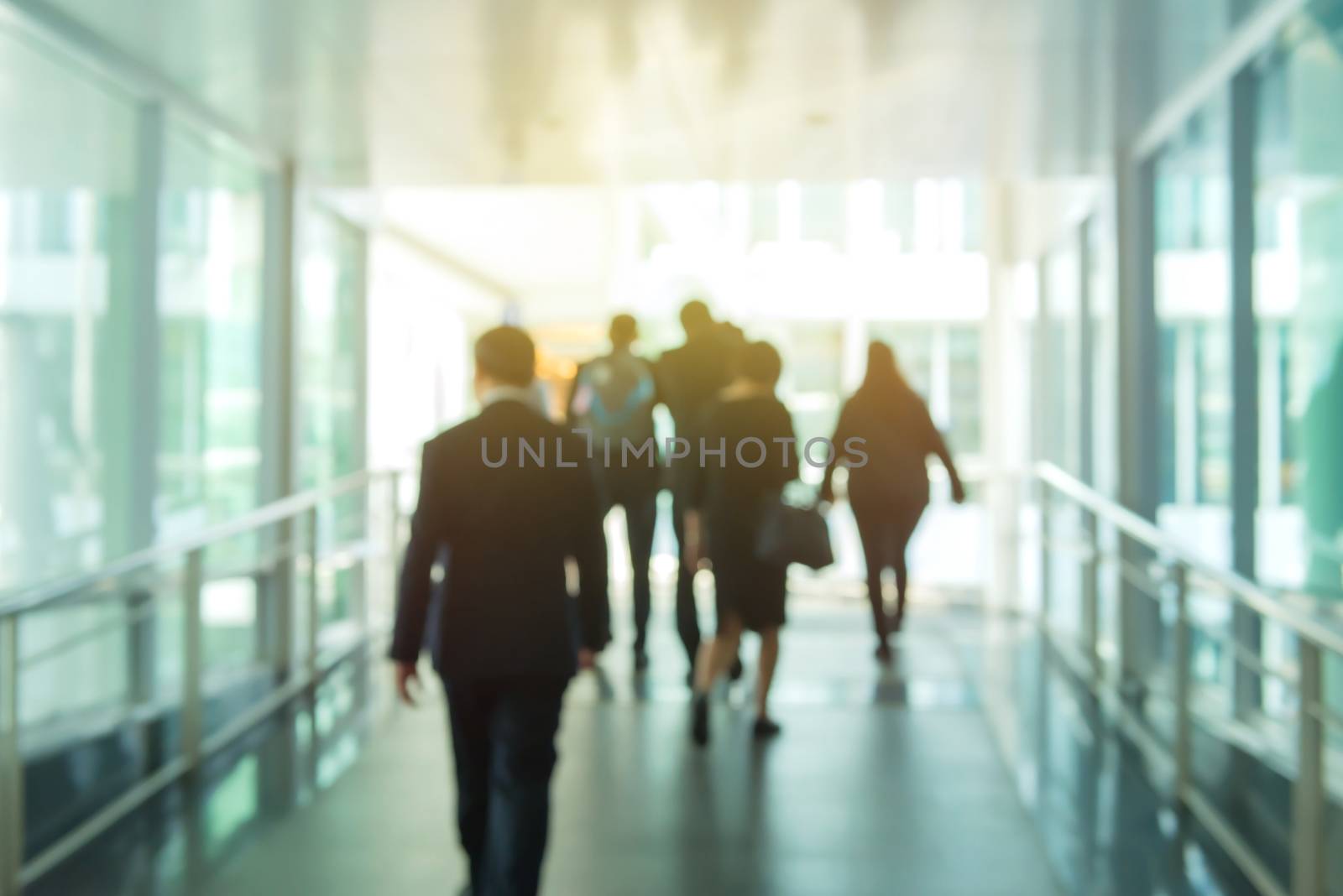 blur People Walking in the corridor of business center.