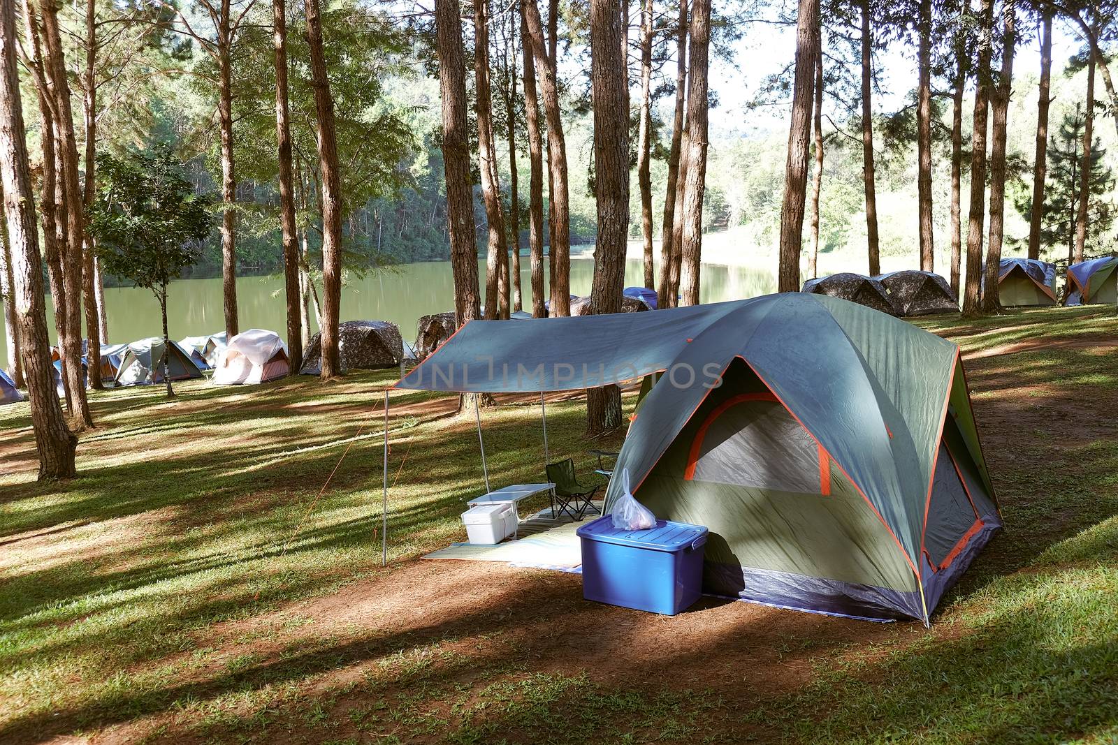 Pang Tong Under Royal Forest Park ( Pang ung ) at Mae Hong Son Province,Thailand. Pang Ung is a popular place to stay in a camping in the winter.