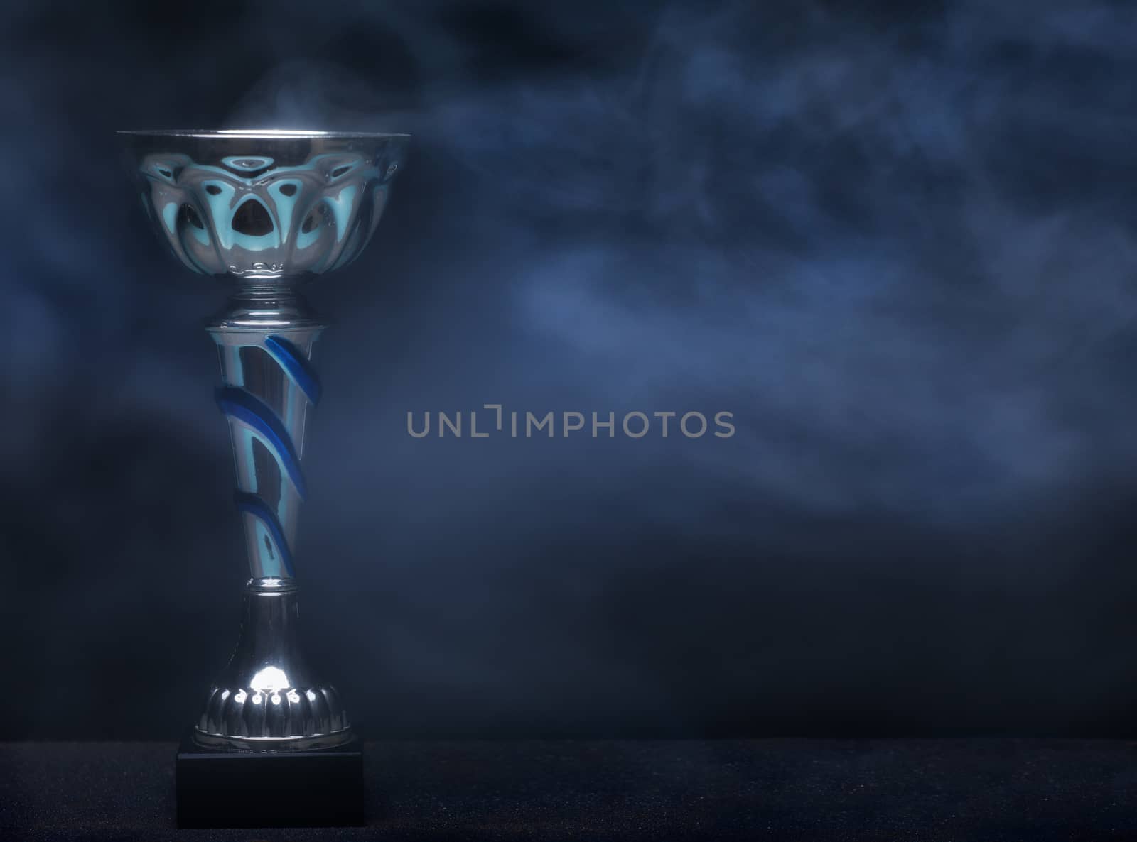 Gold Cup Smoke Texture Dark Background studio