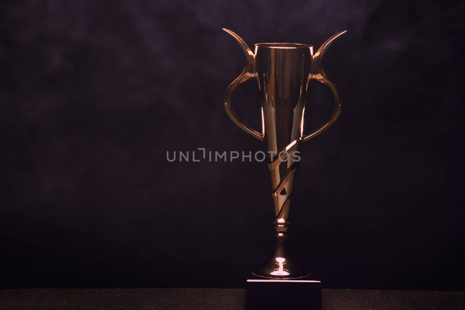 Gold Cup Smoke Texture Dark Background studio