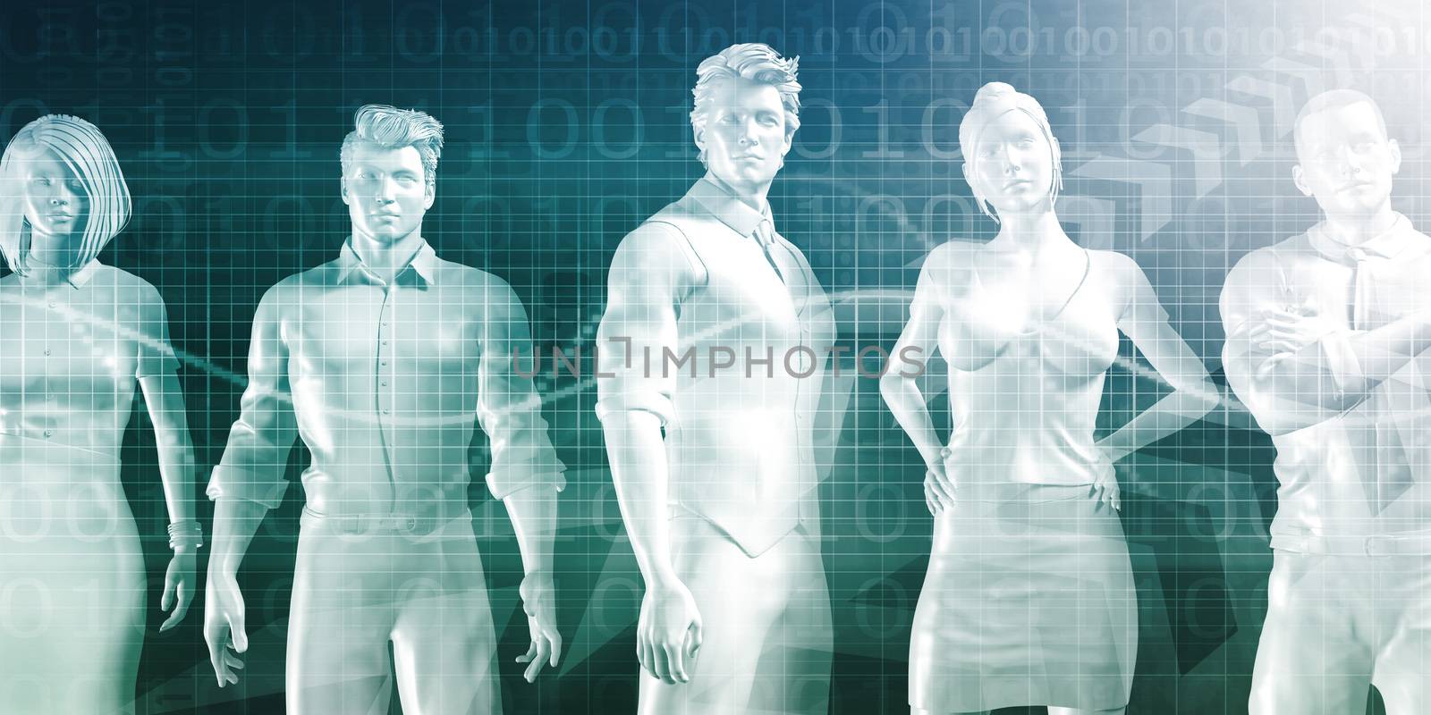 Business People Standing in a Row Confident