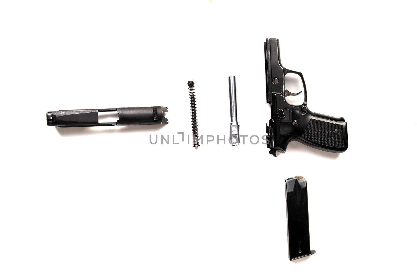 Isolated Disassembled big gun on white background