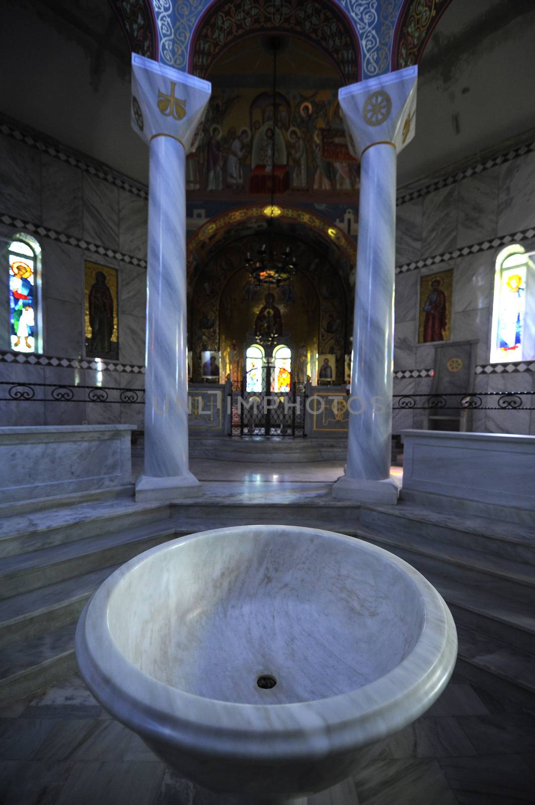 Interior of greek orthodox church Byzantine style