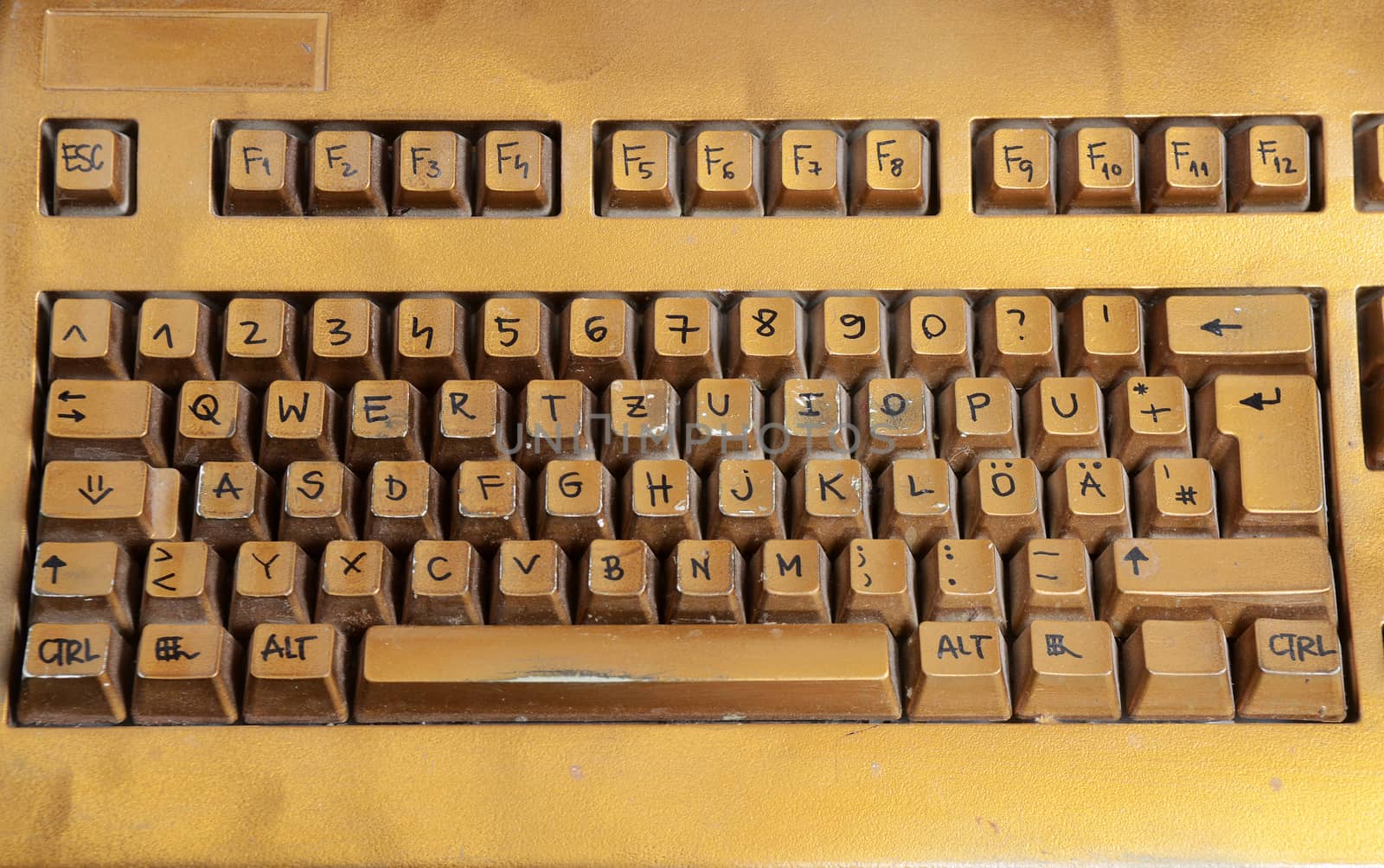 Close up view on Homemade yellow keyboard