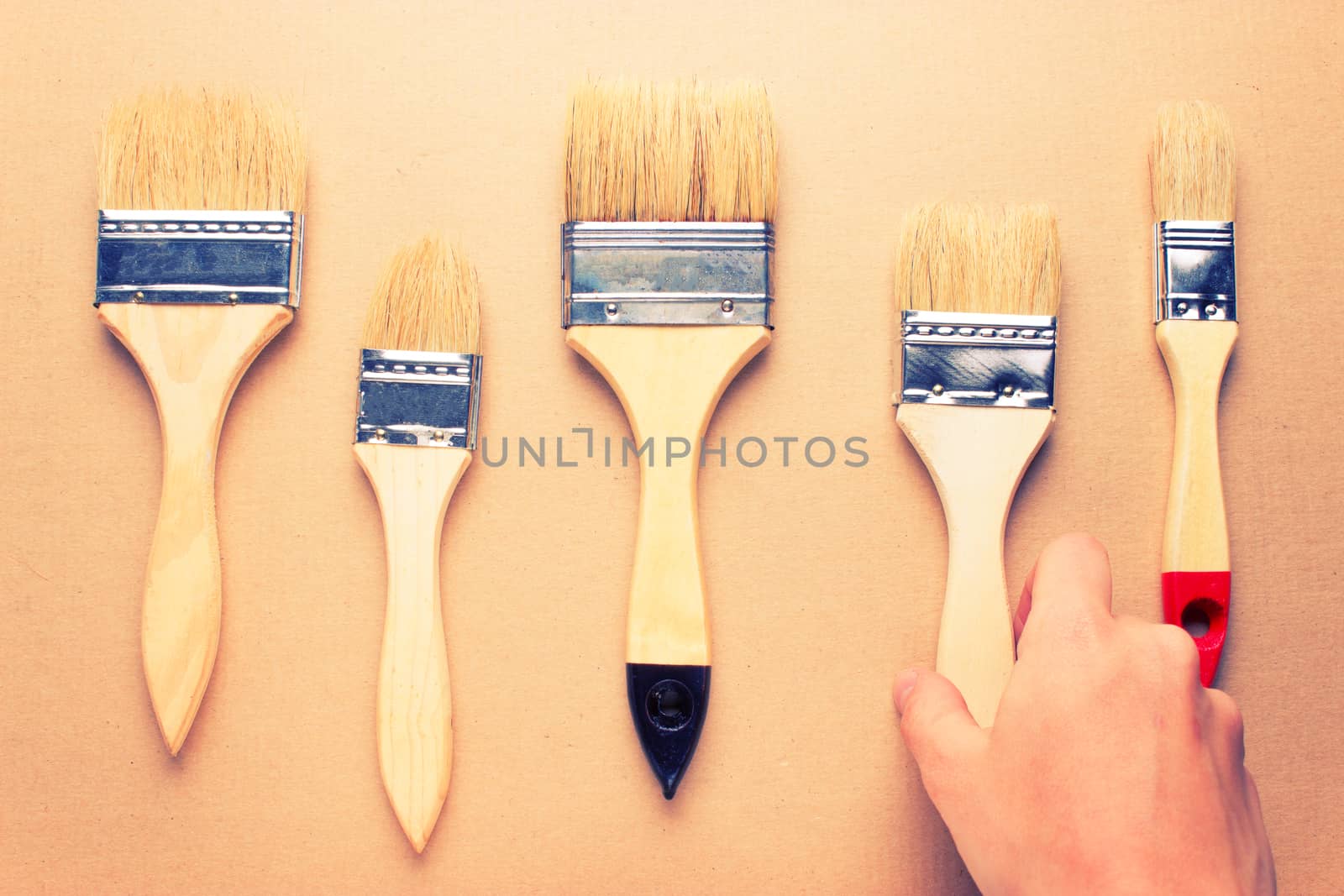 construction brushes different sizes. choose brush concept