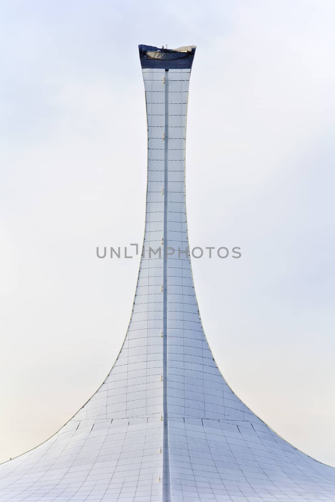 Olympic fire on stadium Fischt in Russian Sochi