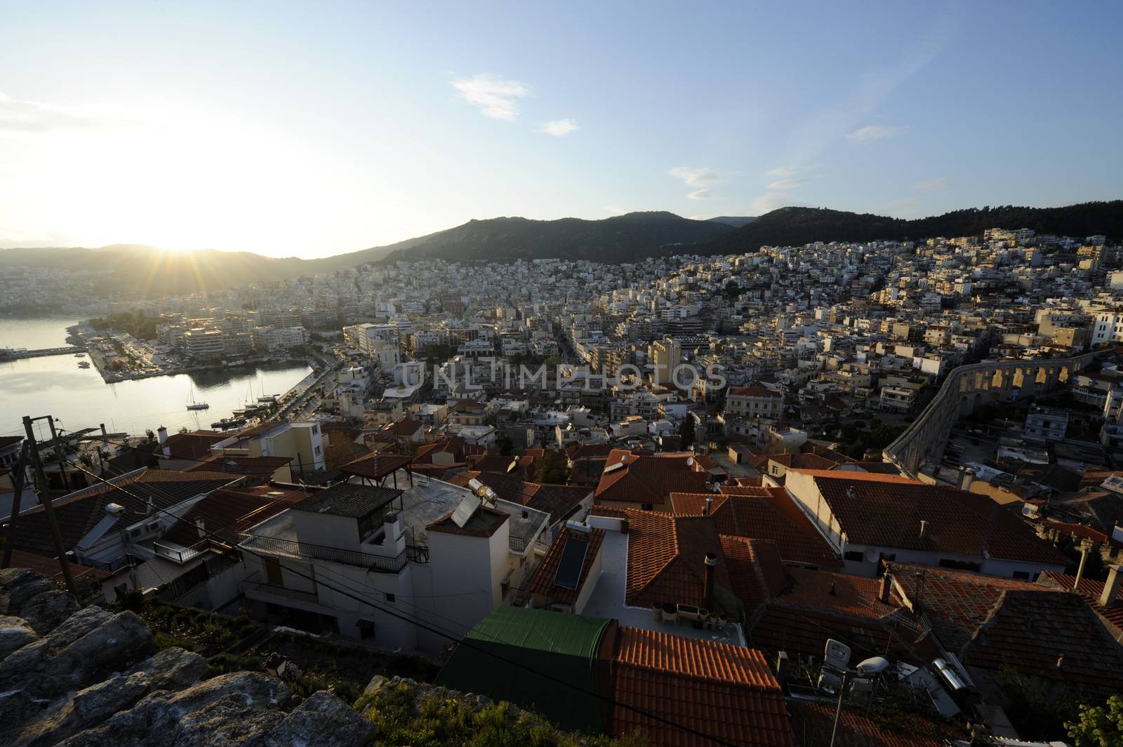 Amazing Panorama of Old town of Kavala, East Macedonia and Thrace, Greece