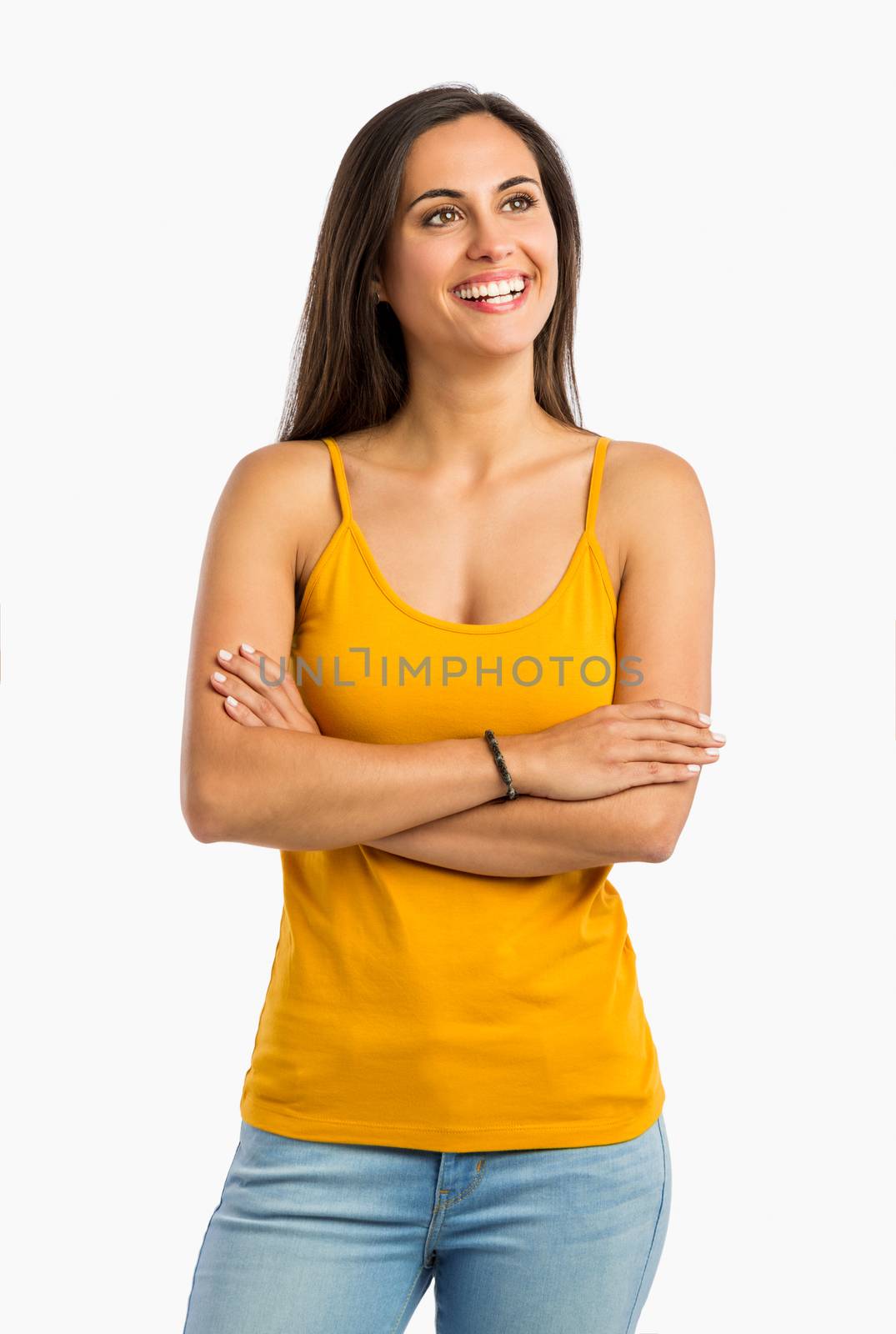 Portrait of a beautiful young woman smiling 