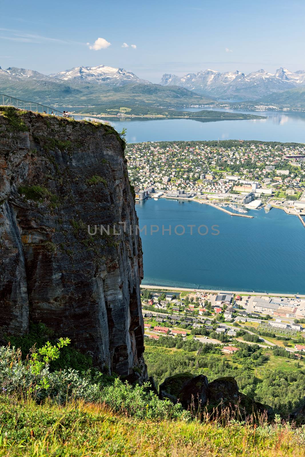Mountains view and Tromso city seen from above, Norway