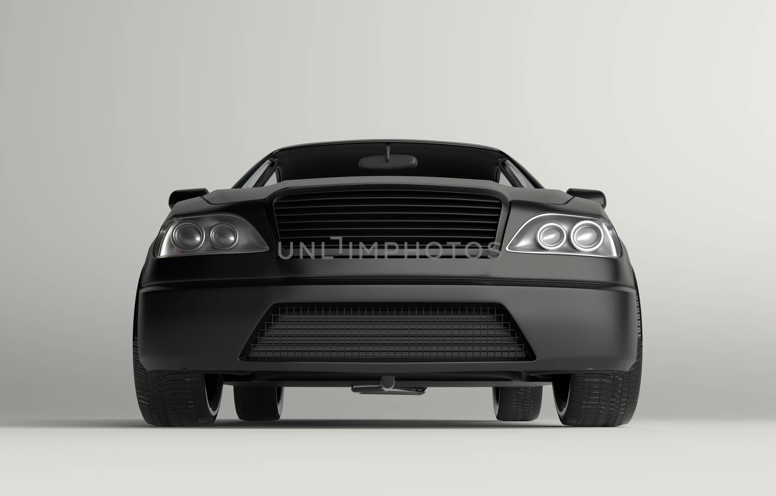 Generic brandless sports car on gray background by cherezoff