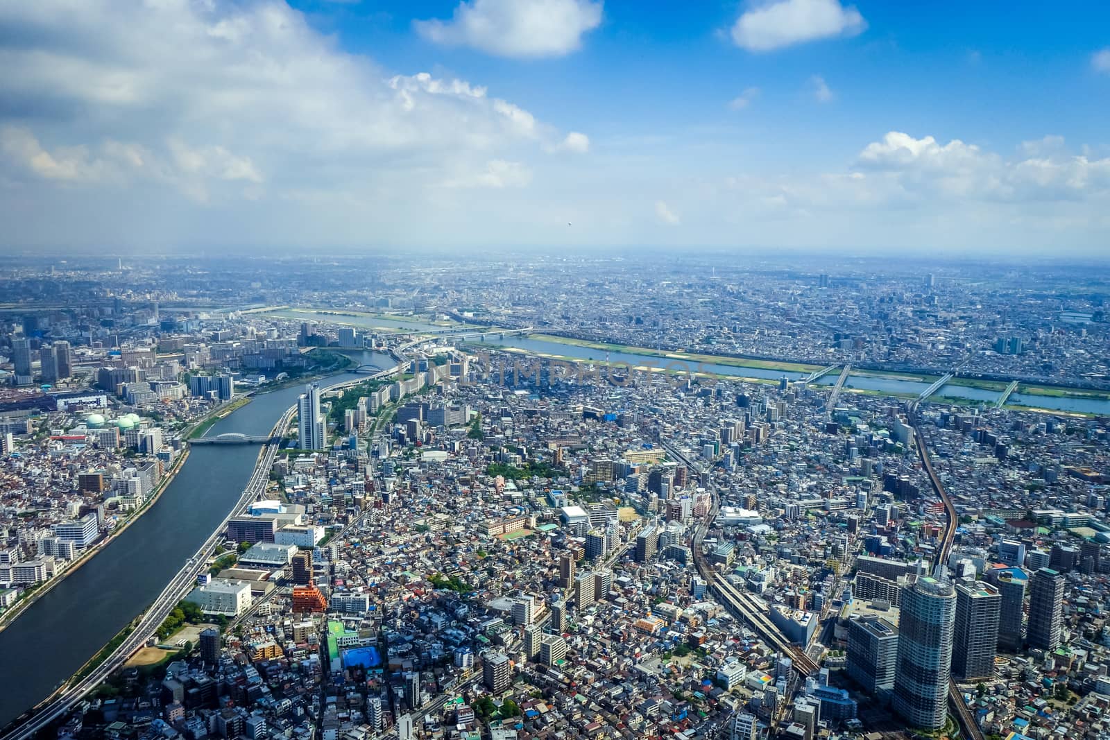 Tokyo city skyline panorama aerial view, Japan