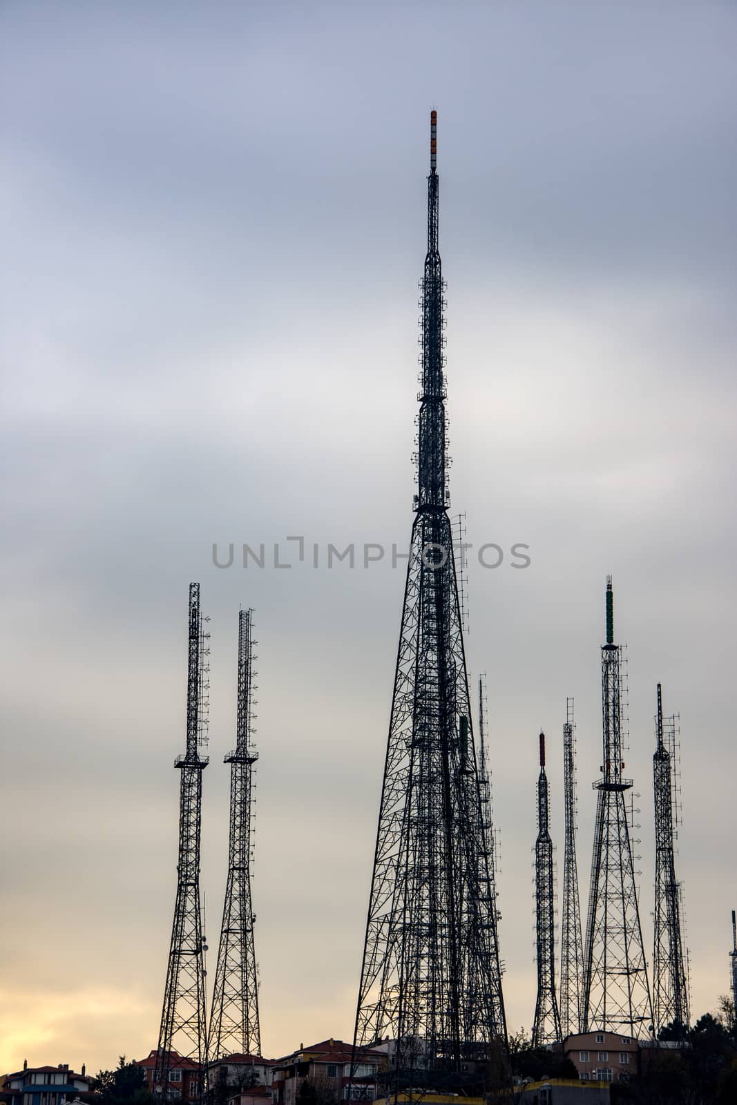 Series of radio relays in Istanbul neibourghoud Chamlica covering singnal for TV and radios in the city