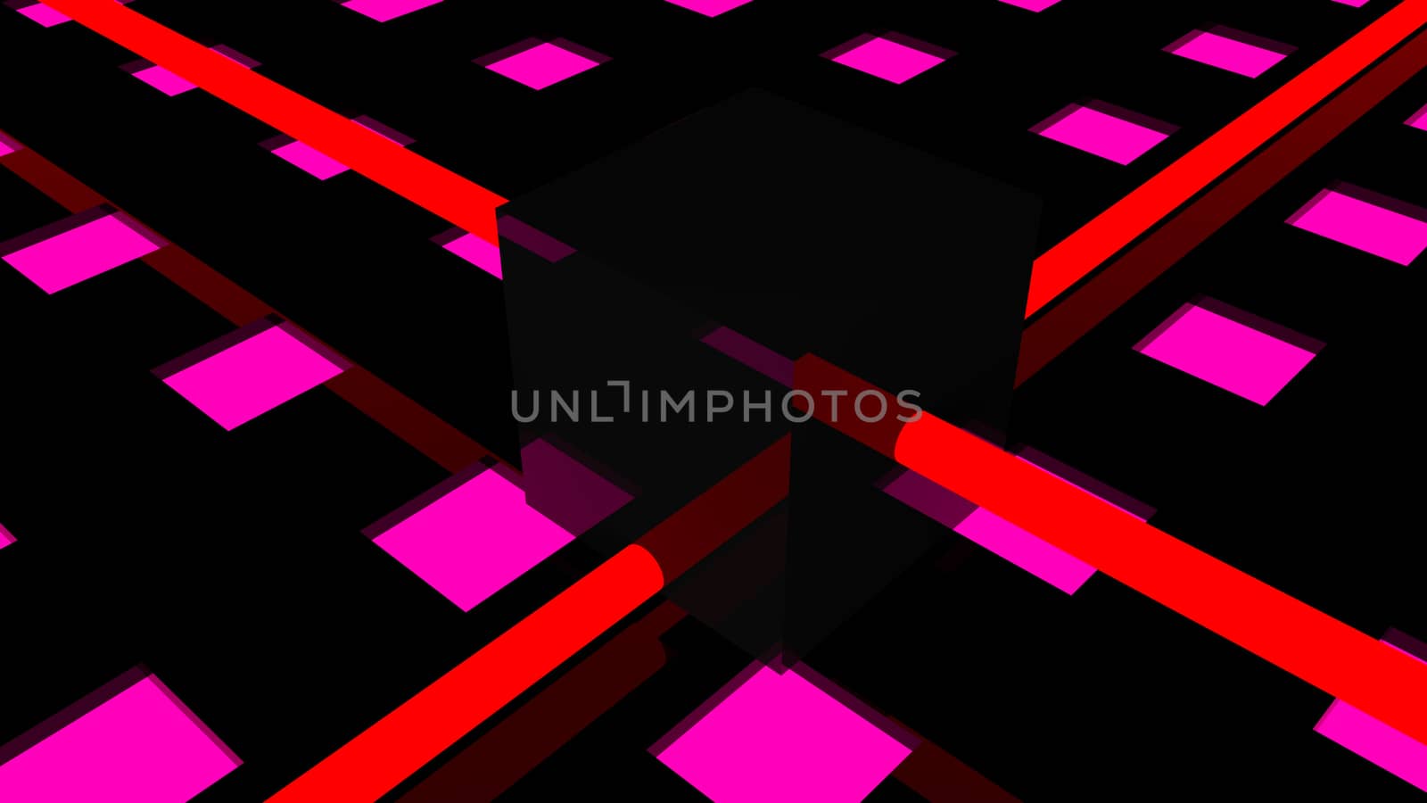 Technology background with neon elements. Digital illustration. 3d rendering