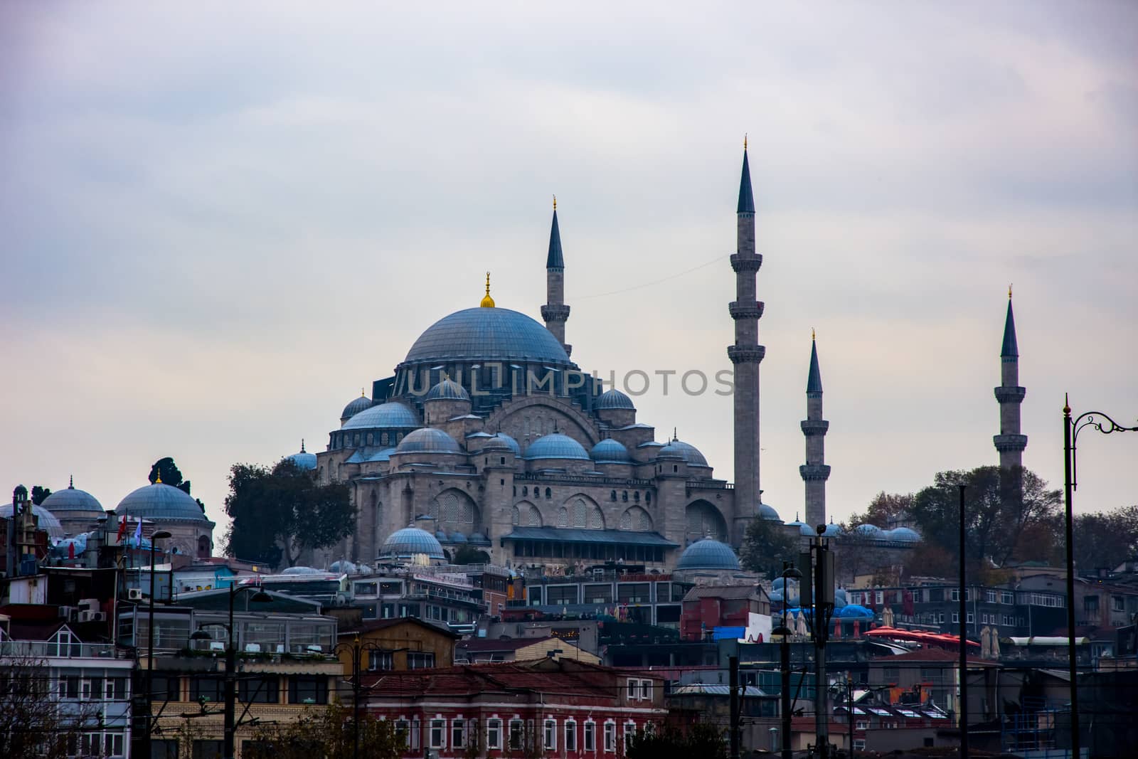 Beautiful Yeni mosque or a New mosque located on Eminonu coast   in city of Istanbul