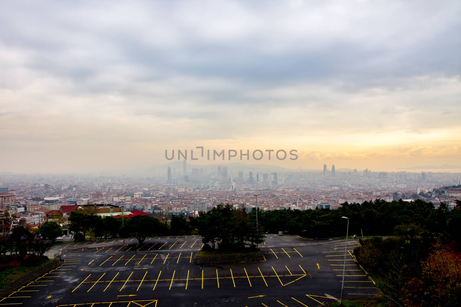 view to the empta parking at Camlica and the part of the Istanbul city