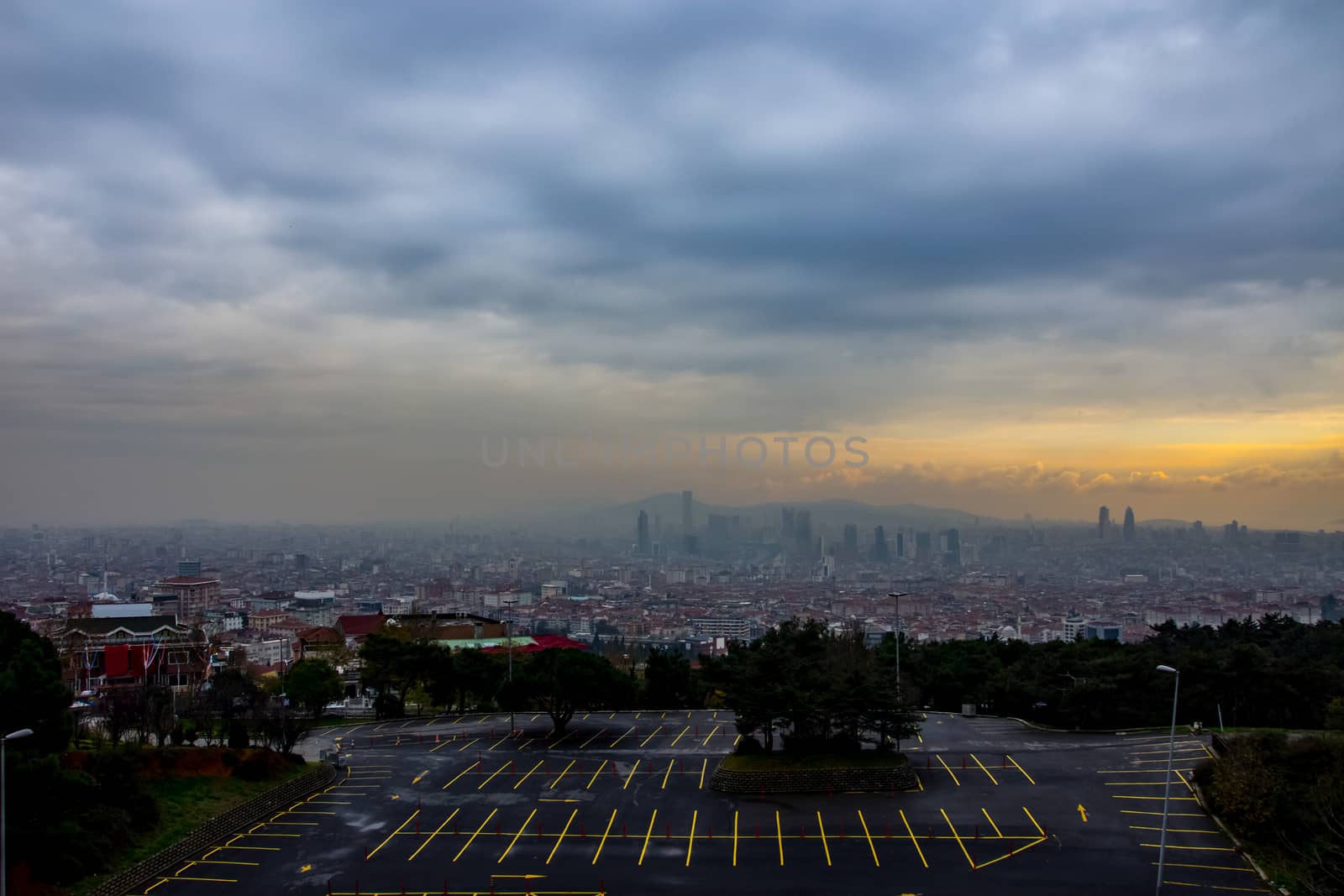 view to the empta parking at Camlica and the part of the Istanbul city