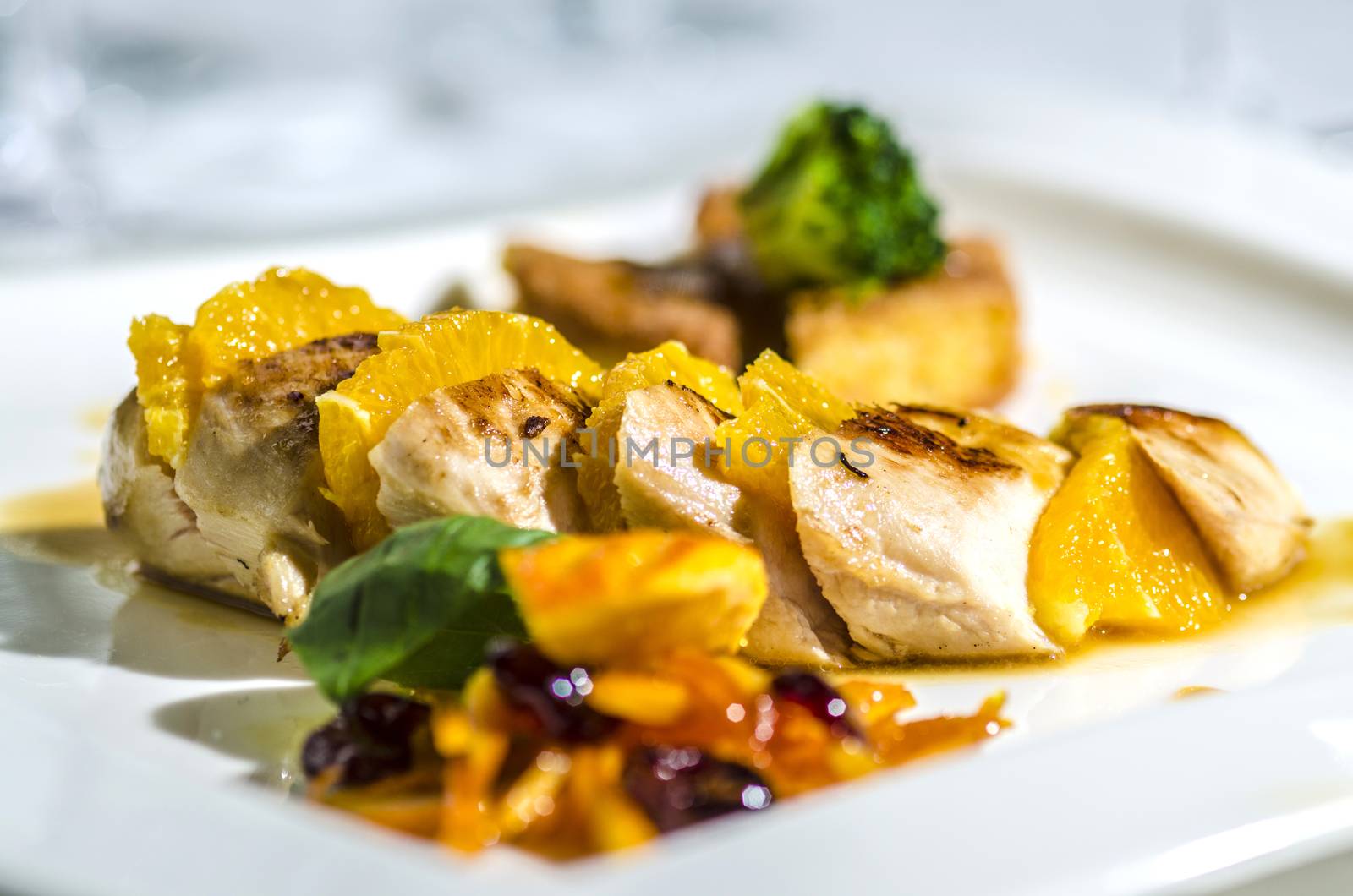 Close up view on nice arranged chicken