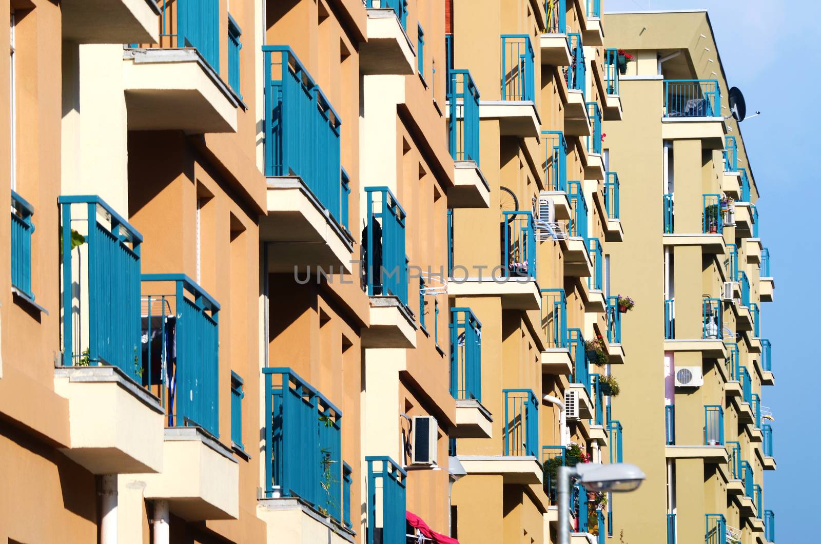 Complex of colorful and modern apartment building