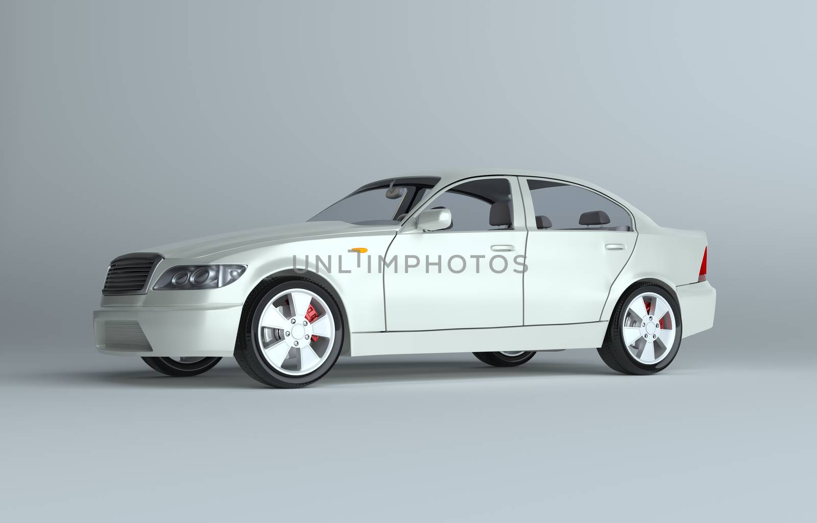 A CG render of a generic luxury sedan. 3d illustration