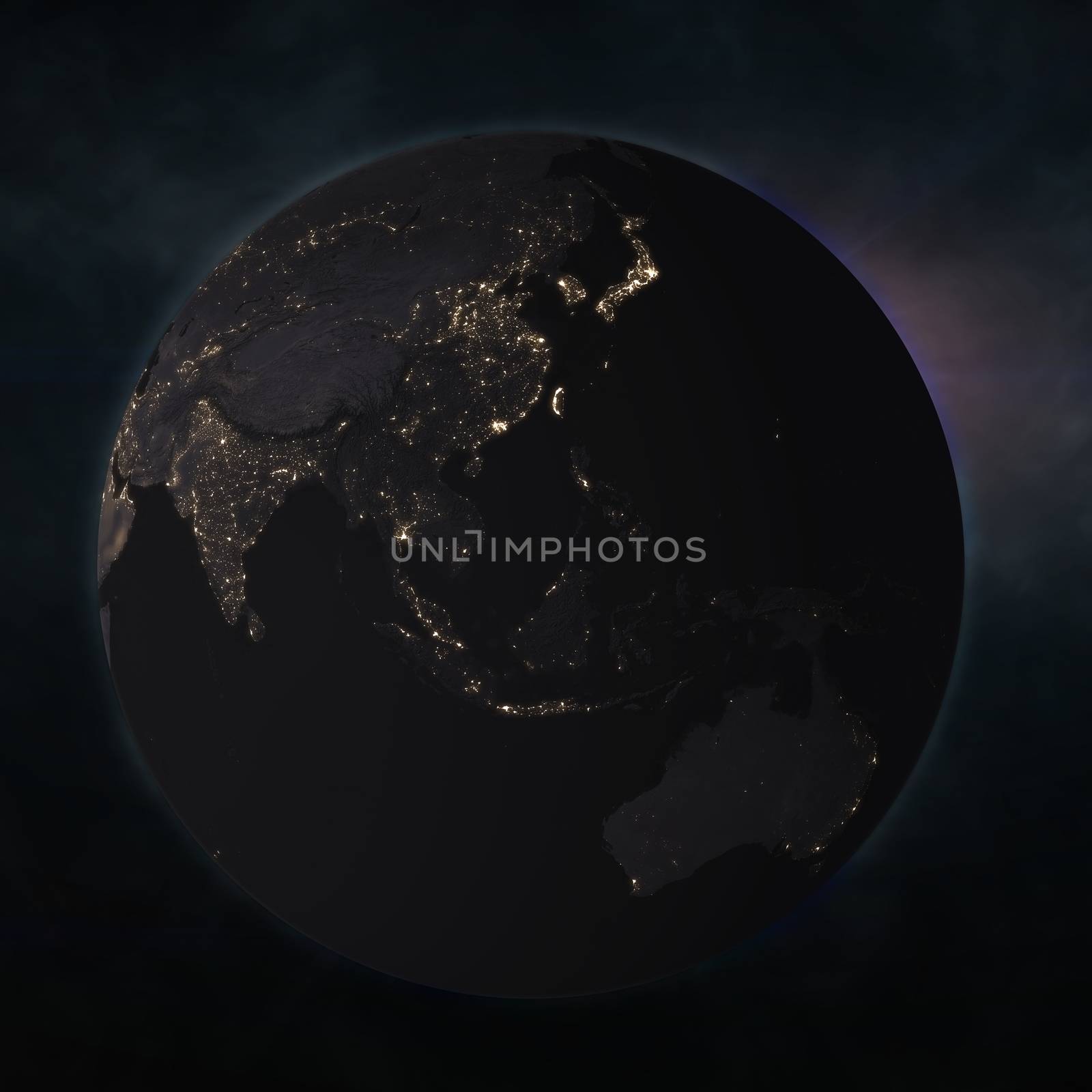 Planet earth in the starry background. Elements of this image furnished by NASA. 3d illustration