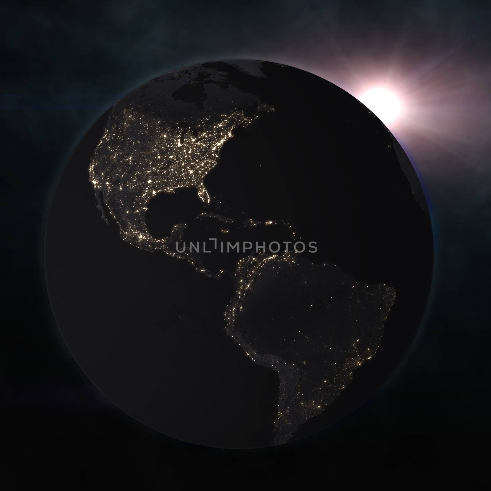 Planet earth in the starry background. Elements of this image furnished by NASA. 3d illustration