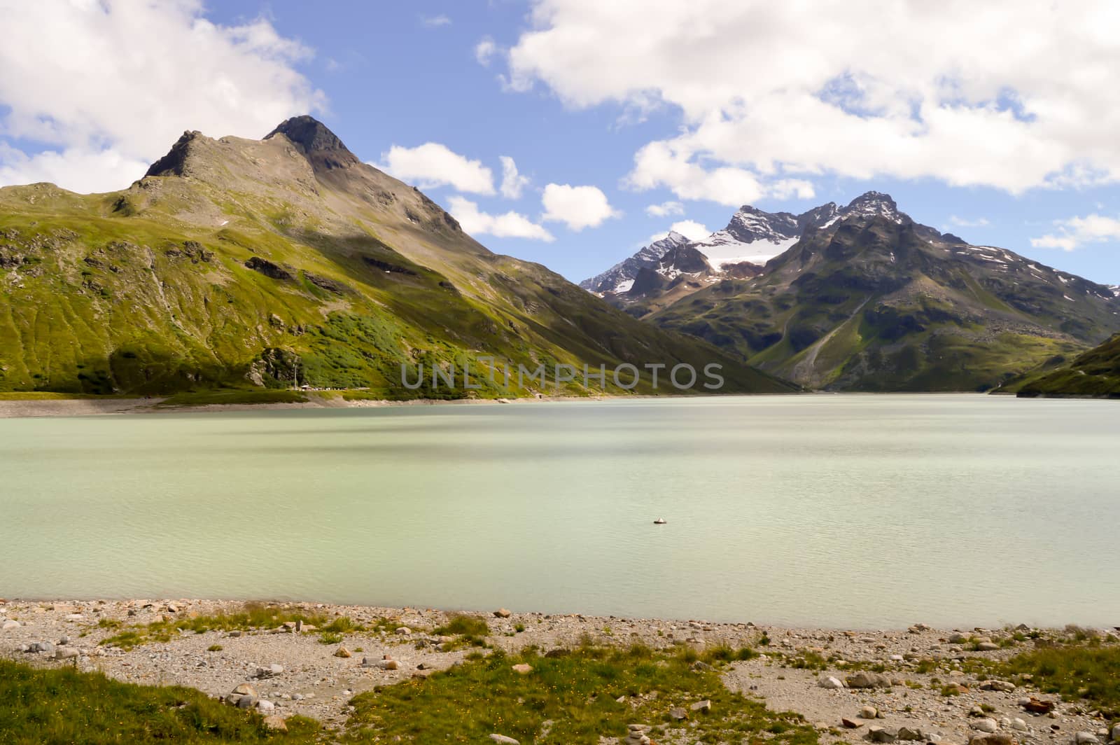 The Silvretta massif with its lake in the Central Eastern Alps in Austria