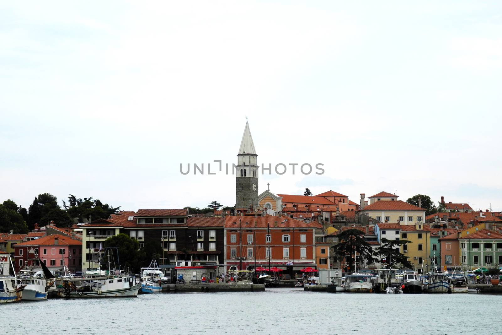 The main square Tartini of Piran city view from port of Piran on Piran is a city resort in the west of Slovenia.