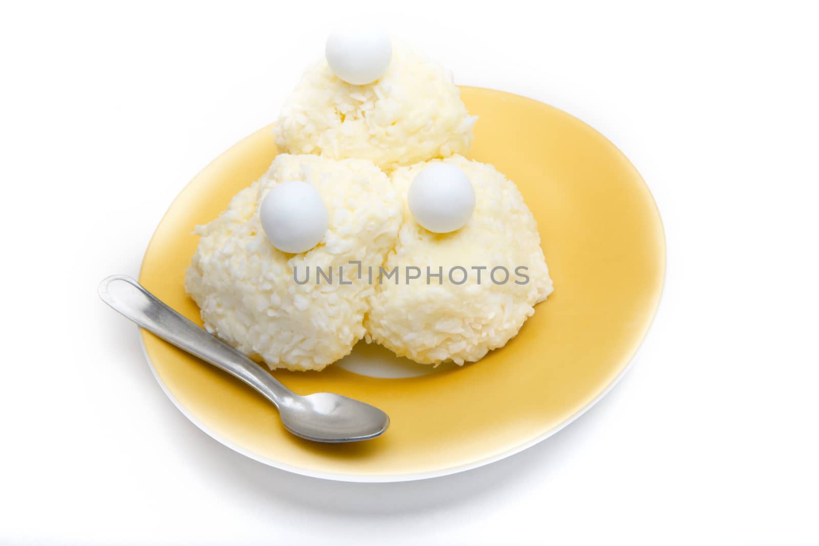 Coconut candy Sweet Dessert white background studio quality