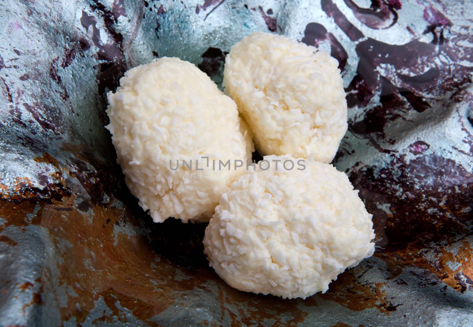 Coconut candy Sweet Dessert white background studio quality