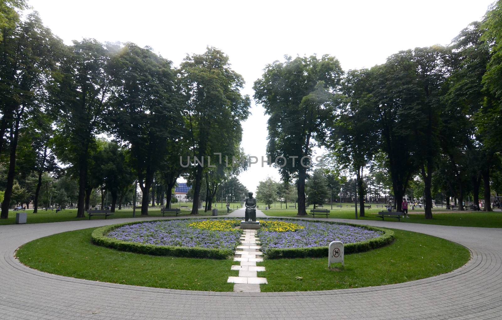 View on beautiful well maintained large park