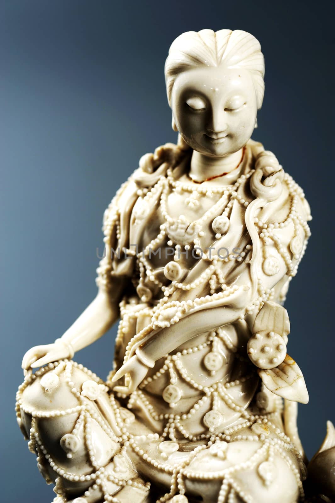 Small beautiful isolated shiny decorative porcelain figure