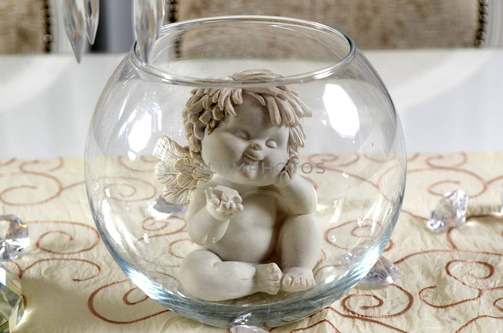 Small beautiful isolated shiny decorative porcelain figure