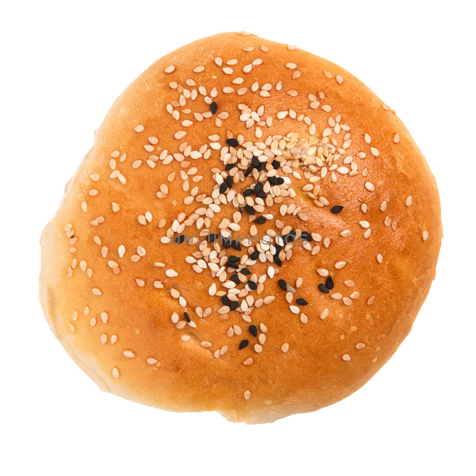 Hamburger bun isolated on a white background.