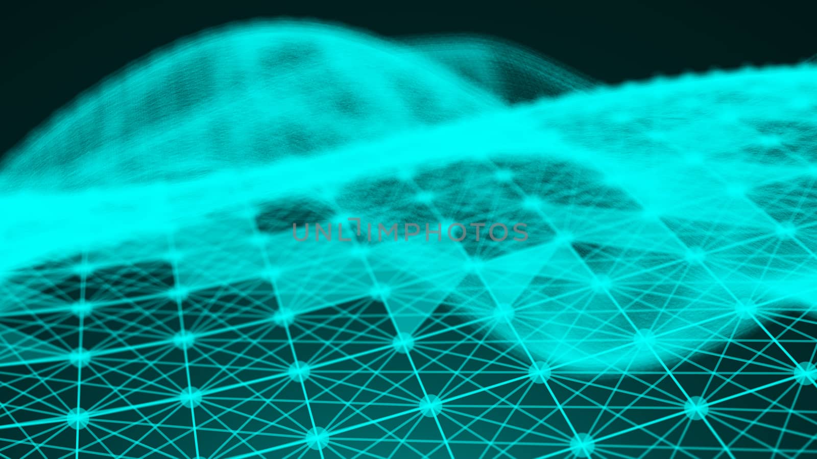 Abstract Polygonal Space Background with Connecting Dots and Lines. 3d rendering