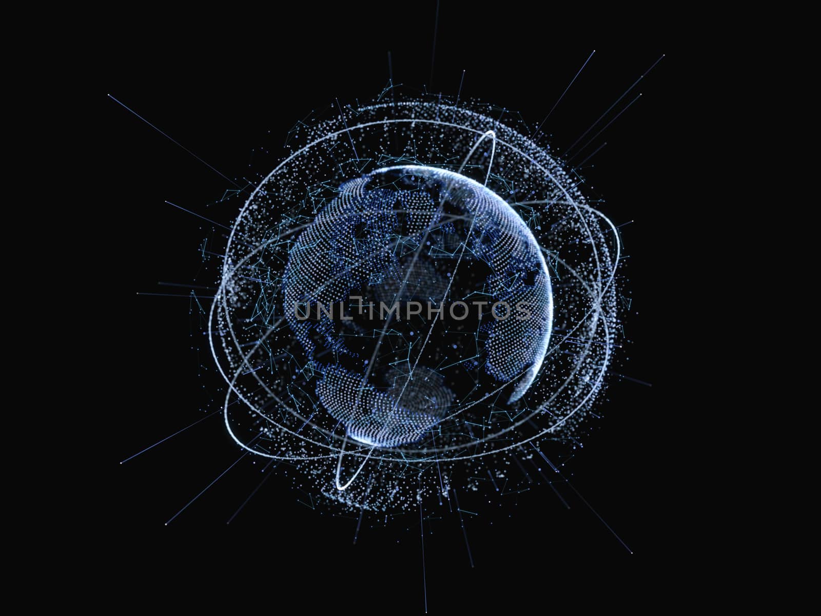 Global network and datas exchanges over the planet Earth. 3D rendering