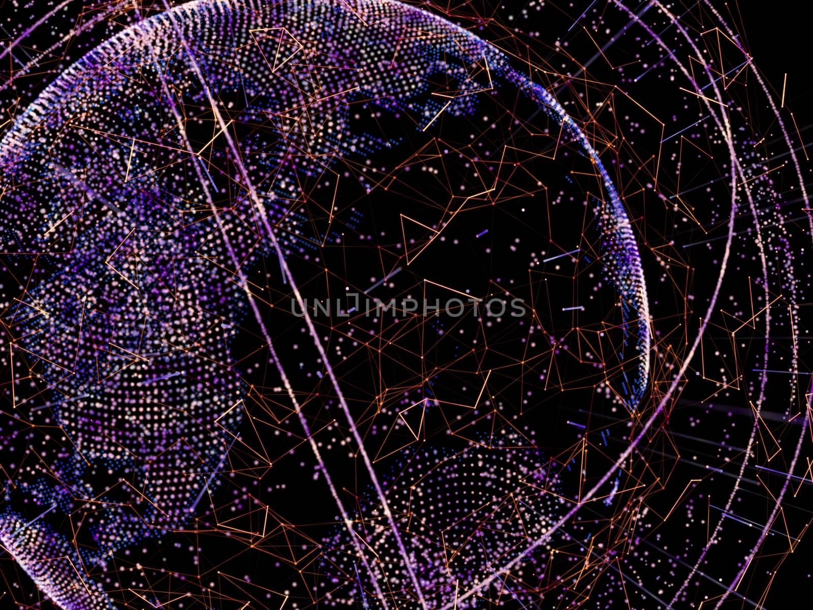 World map of points, lines. 3d illustration by cherezoff