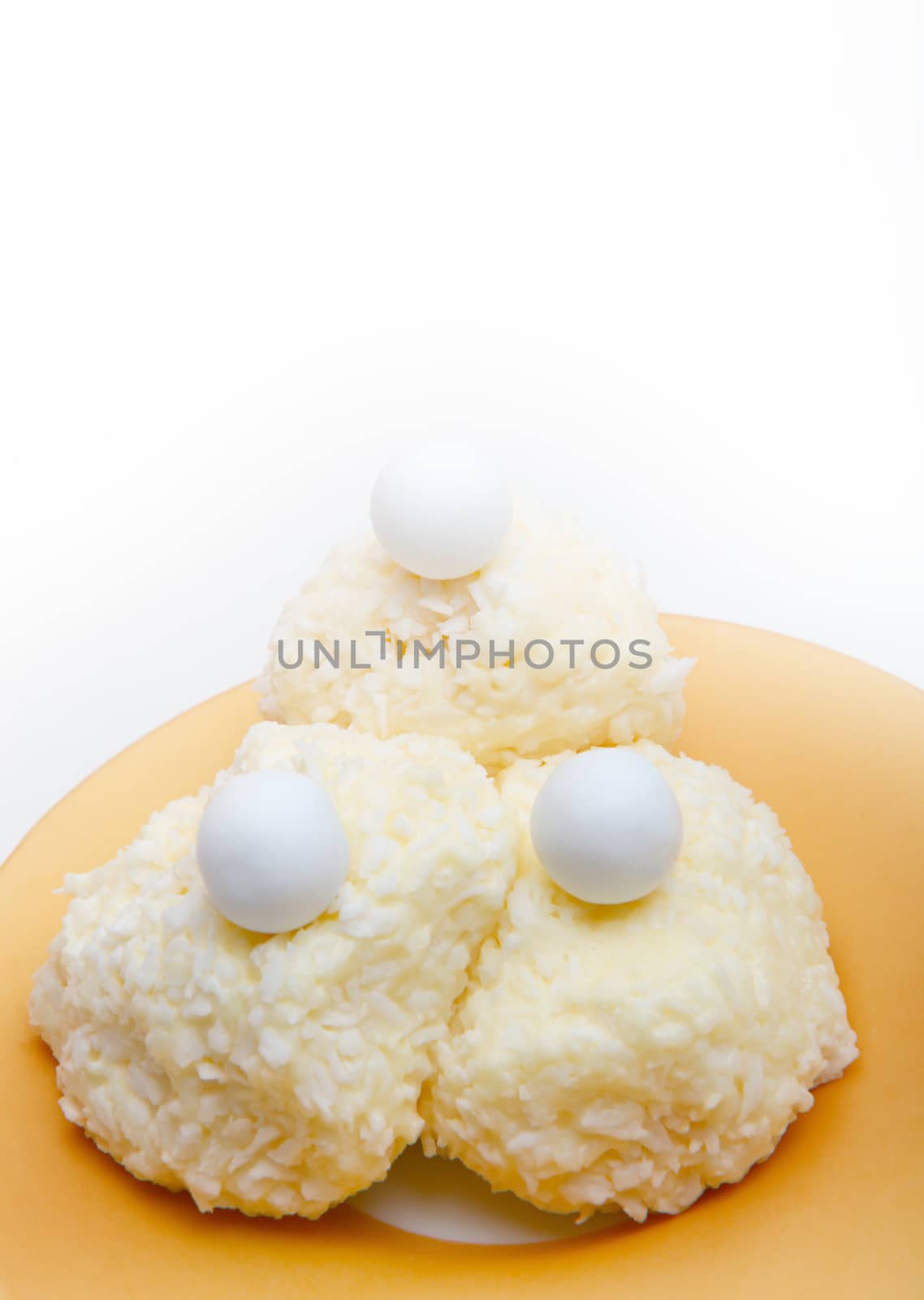 Coconut candy Sweet Dessert white background studio quality