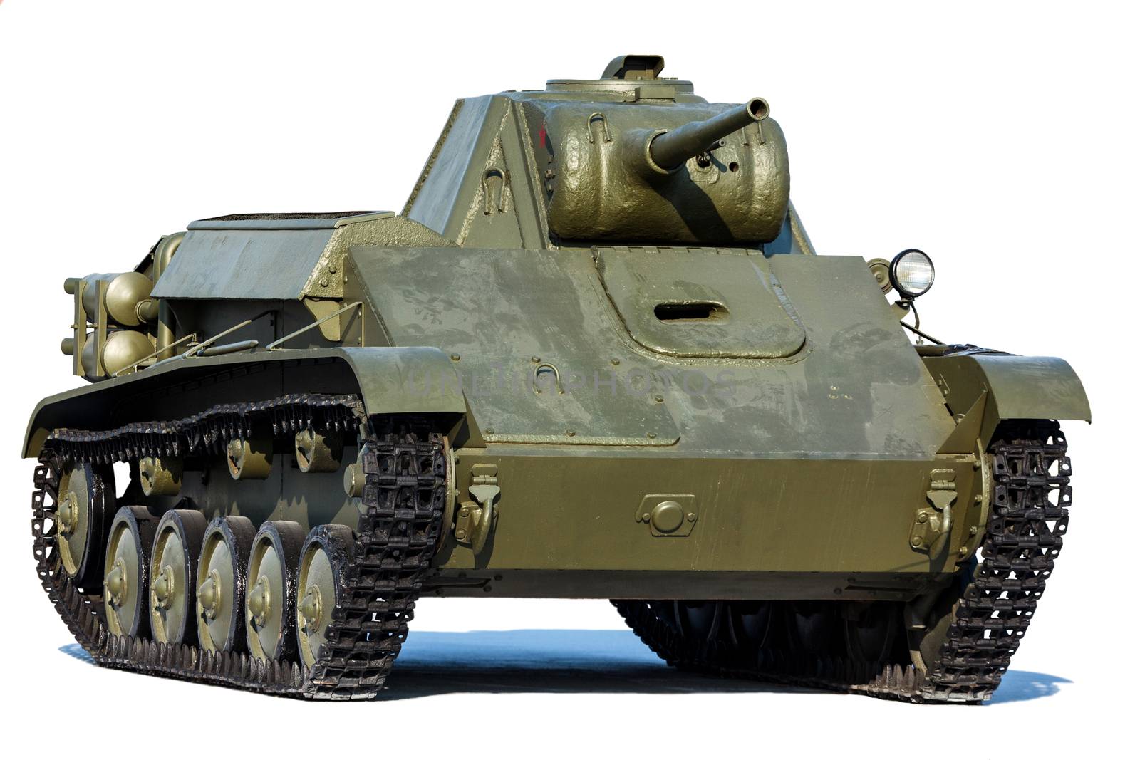 Old soviet tank T-70, isolated on white background