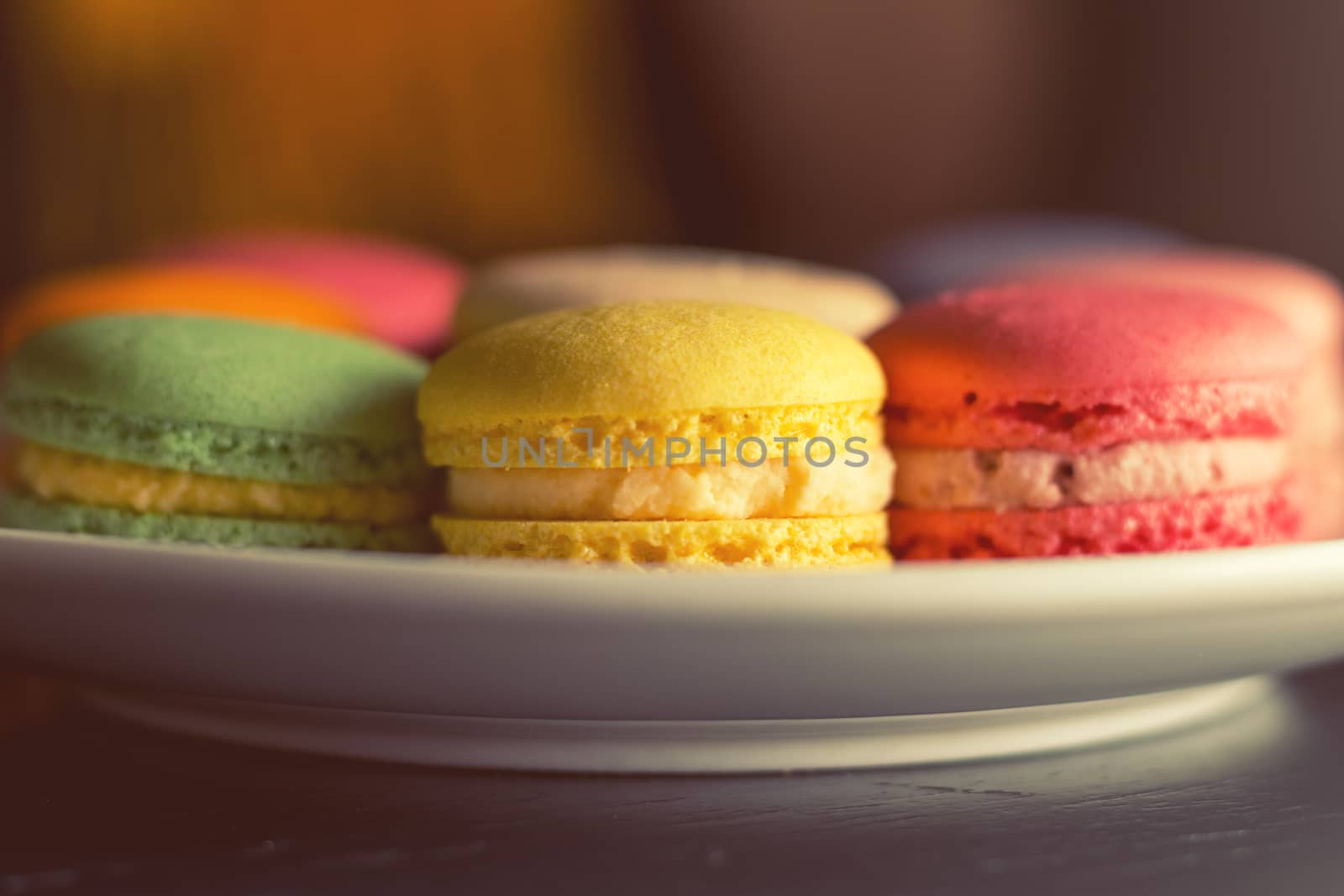 Colorful multicolor sweet delicious macaroons by ArtSvitlyna