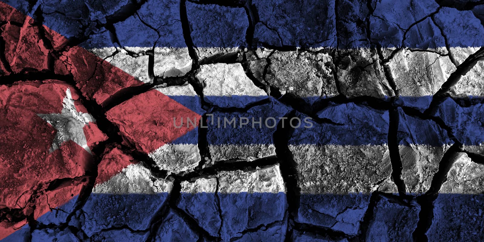 Cuba flag painting on high detail cracked ground by stockdevil