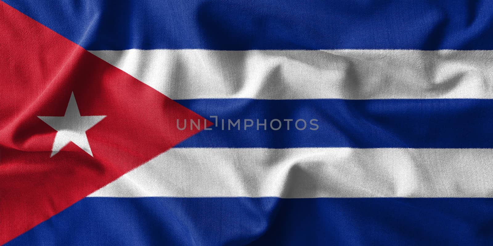 Cuba flag painting on high detail of wave cotton fabrics . by stockdevil