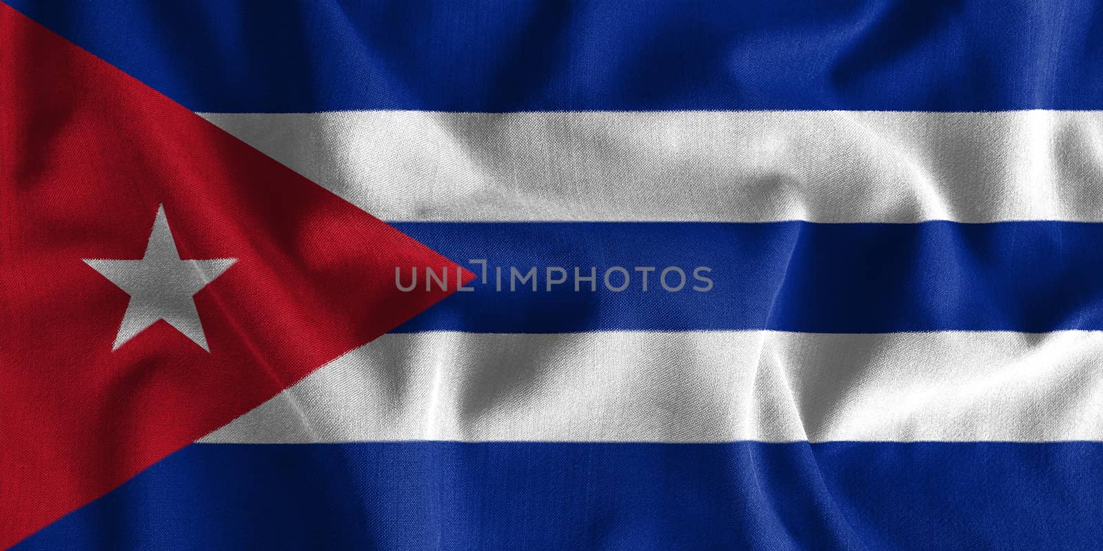 Cuba flag painting on high detail of wave cotton fabrics . 3D illustration .