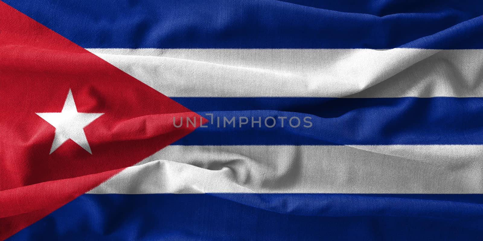 Cuba flag painting on high detail of wave cotton fabrics by stockdevil