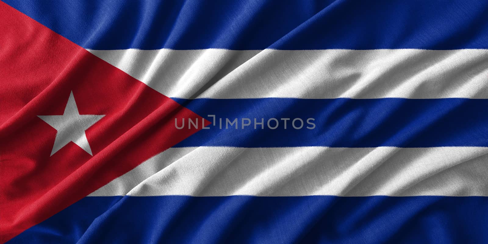 Cuba flag painting on high detail of wave cotton fabrics by stockdevil