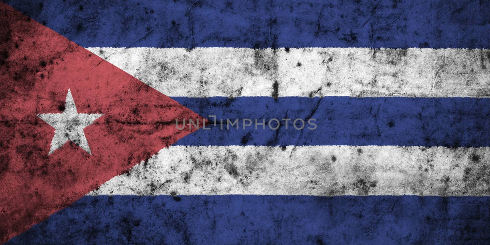 Cuba flag with high detail of old dirty crumpled paper . 3D illustration .