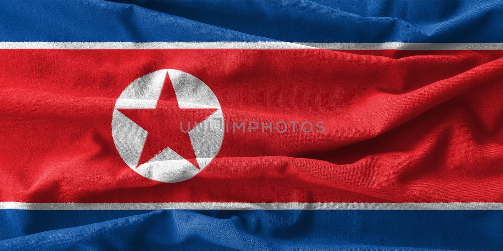 North korea flag painting on high detail of wave cotton fabrics by stockdevil